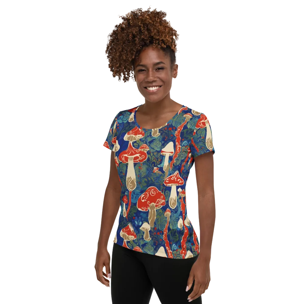 Scarlet Spore Garden on Women's Athletic T-Shirt — Left