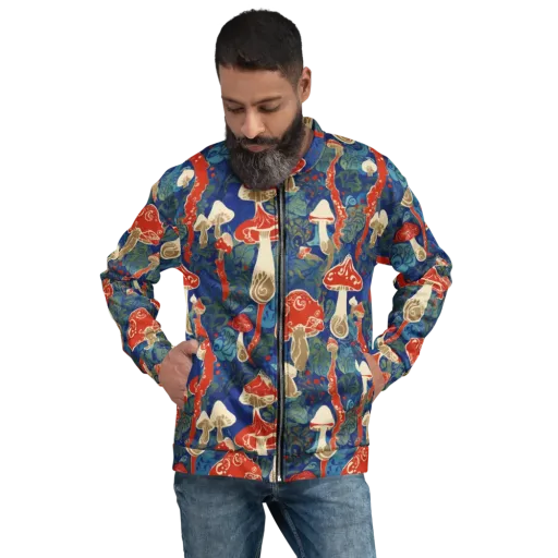 Scarlet Spore Garden on a Bomber Jacket