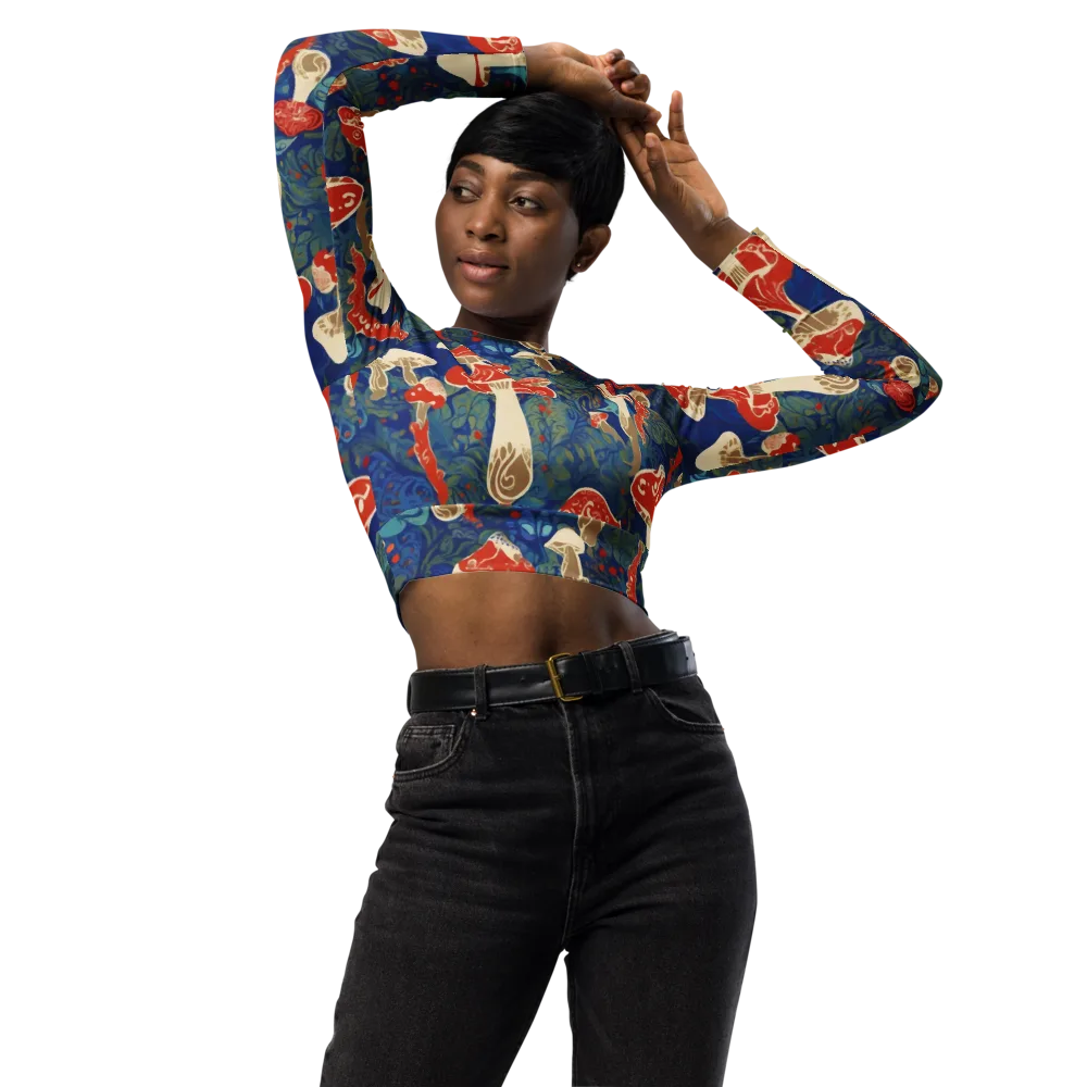 Scarlet Spore Garden on Long Sleeve Crop Top — Front