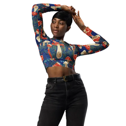 Scarlet Spore Garden on a Long Sleeve Crop Top