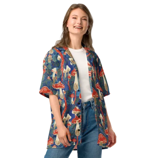 Scarlet Spore Garden on a Button Shirt