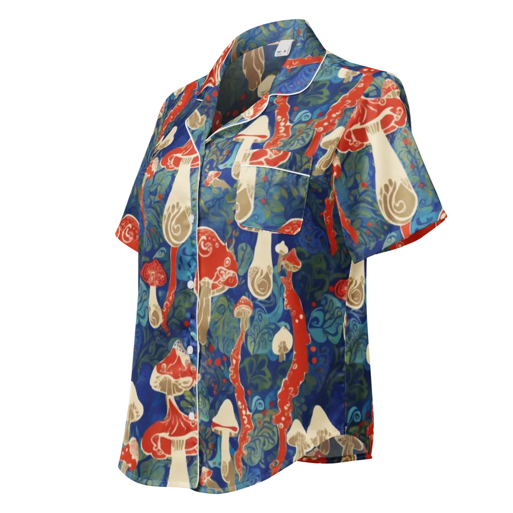 Scarlet Spore Garden on Women's Short Sleeve Pajama Top — Left Front