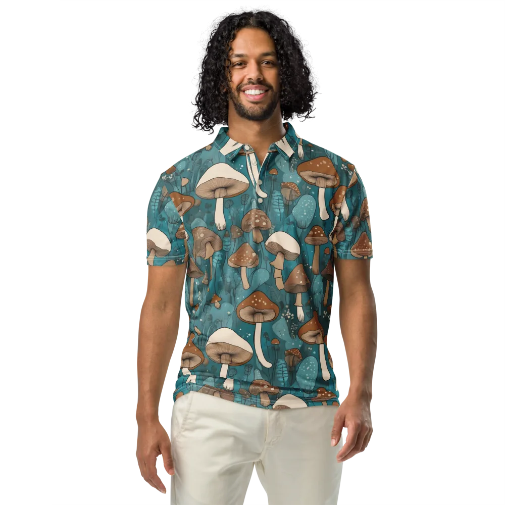 Teal Toadstool on Men's Slim Fit Polo Shirt — Front