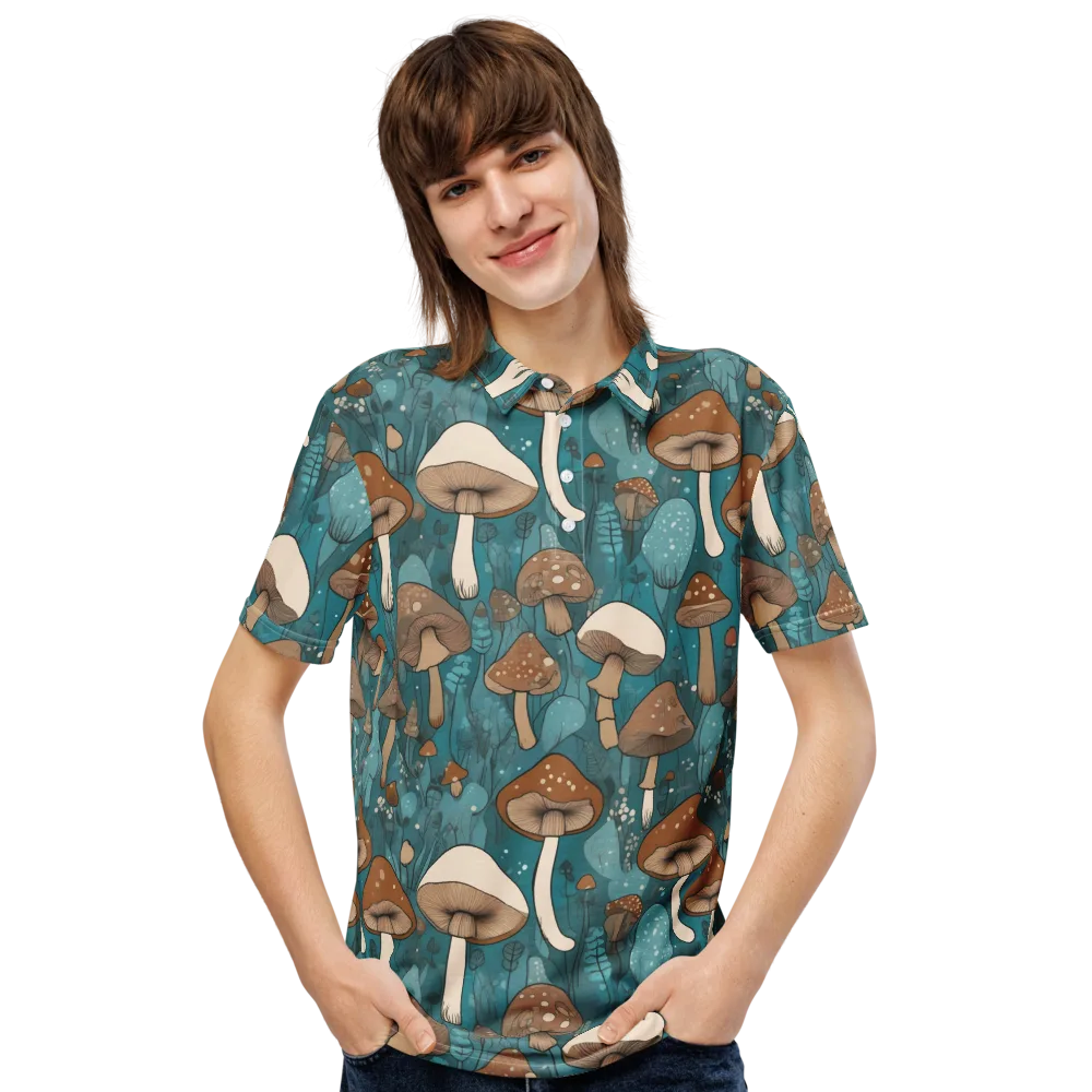 Teal Toadstool on Men's Slim Fit Polo Shirt — Front