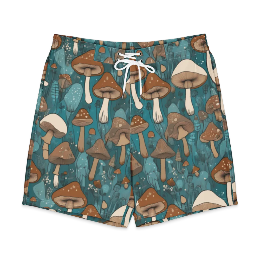 Teal Toadstool on Men's Board Shorts — Front