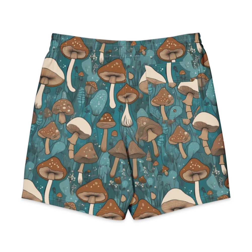Teal Toadstool on Men's Board Shorts — Back