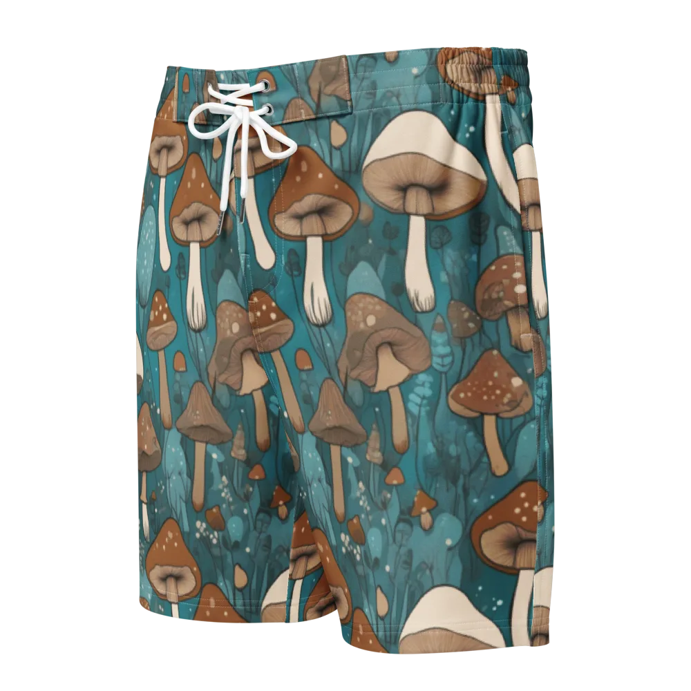 Teal Toadstool on Men's Board Shorts — Front