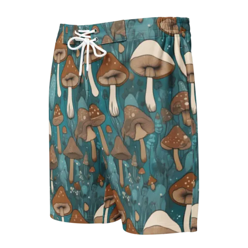 Teal Toadstool on a Men's Board Shorts