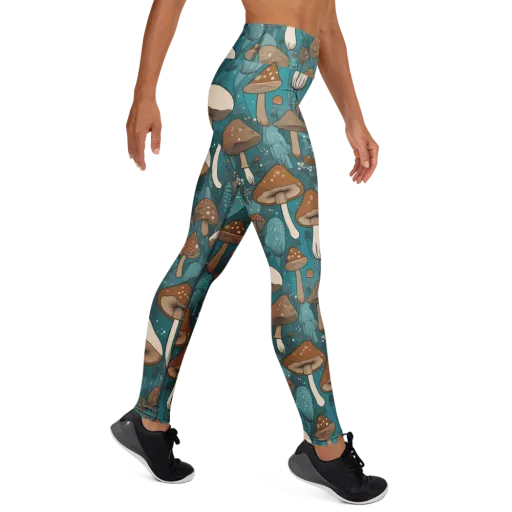 Teal Toadstool on a Yoga Leggings