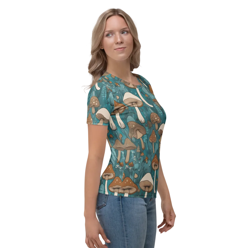 Teal Toadstool on Women's Crew Neck T-Shirt — Right