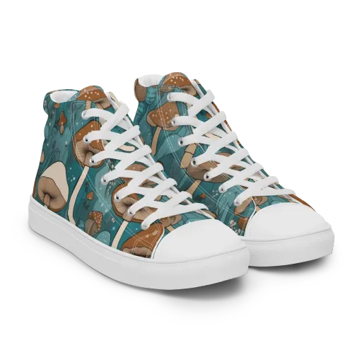 Teal Toadstool on a Women's High Top Canvas Shoes