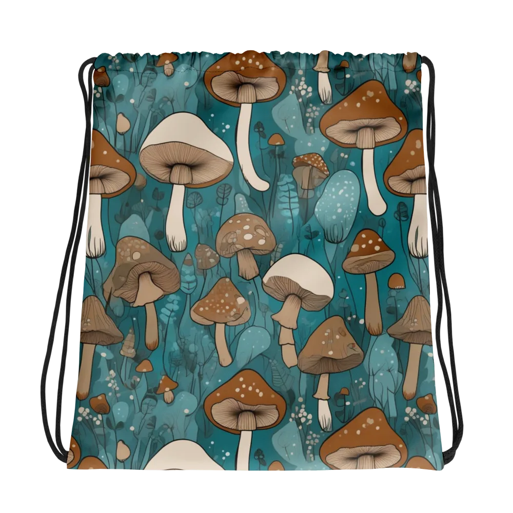 Teal Toadstool on Drawstring Bag — Photo