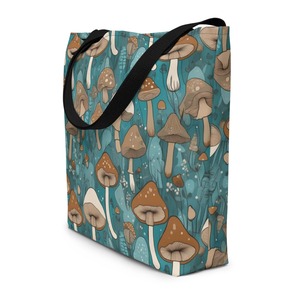Teal Toadstool on Large Tote Bag W/ Pocket — Front