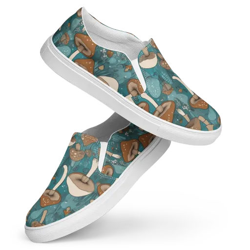 Teal Toadstool on a Women's Slip-On Canvas Shoes
