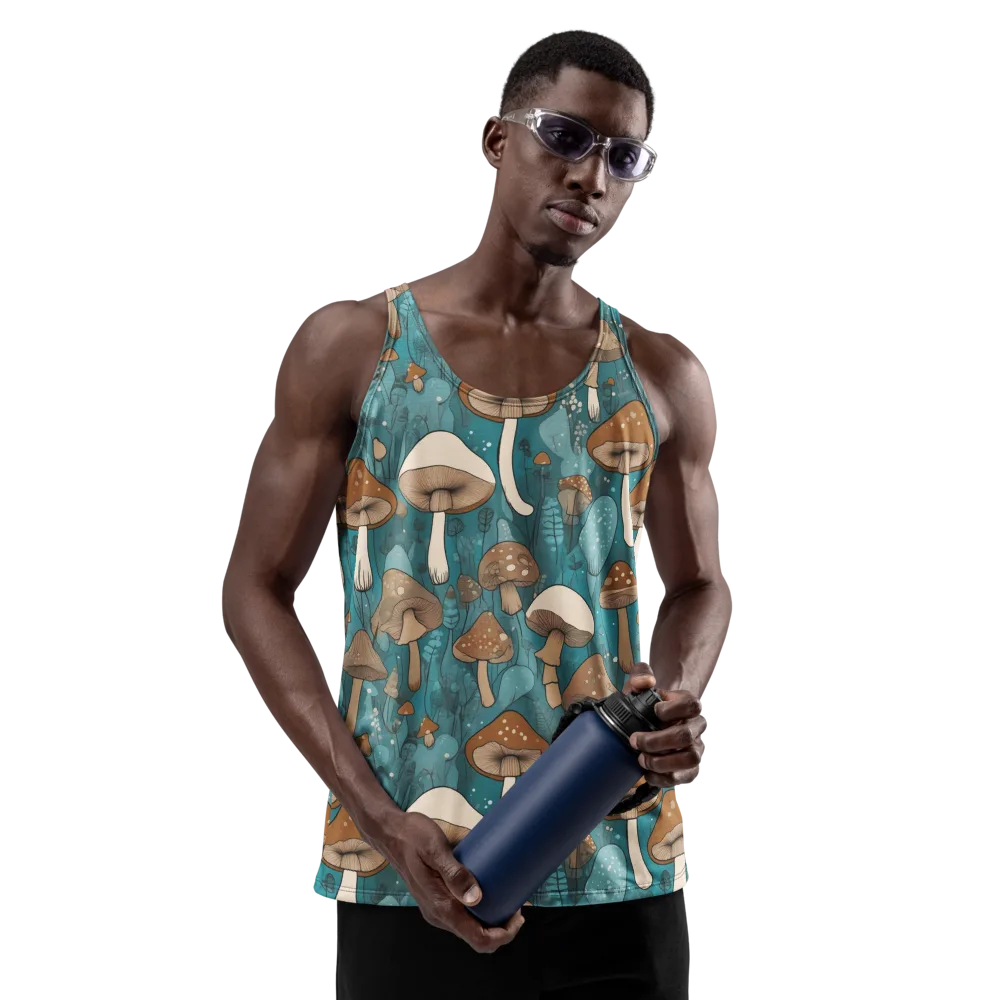 Teal Toadstool on Men's Tank Top — Front