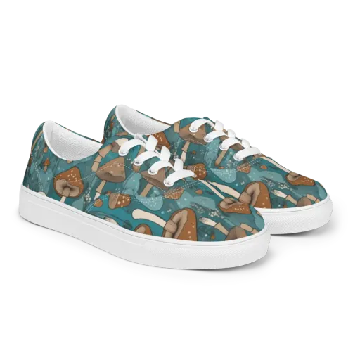 Teal Toadstool on a Men's Lace-Up Canvas Shoes