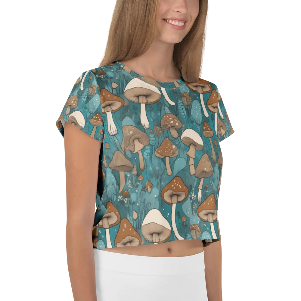 Teal Toadstool on Crop Tee — Right