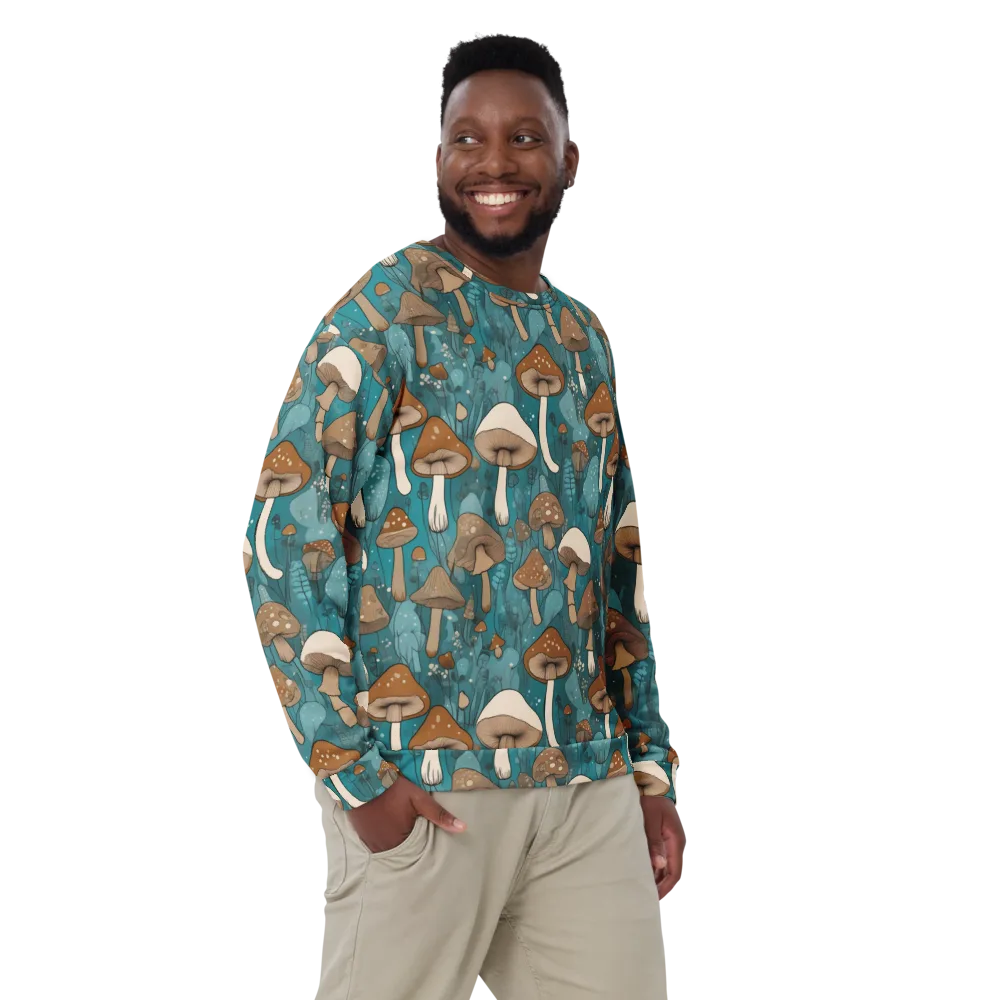 Teal Toadstool on Sweatshirt — Front