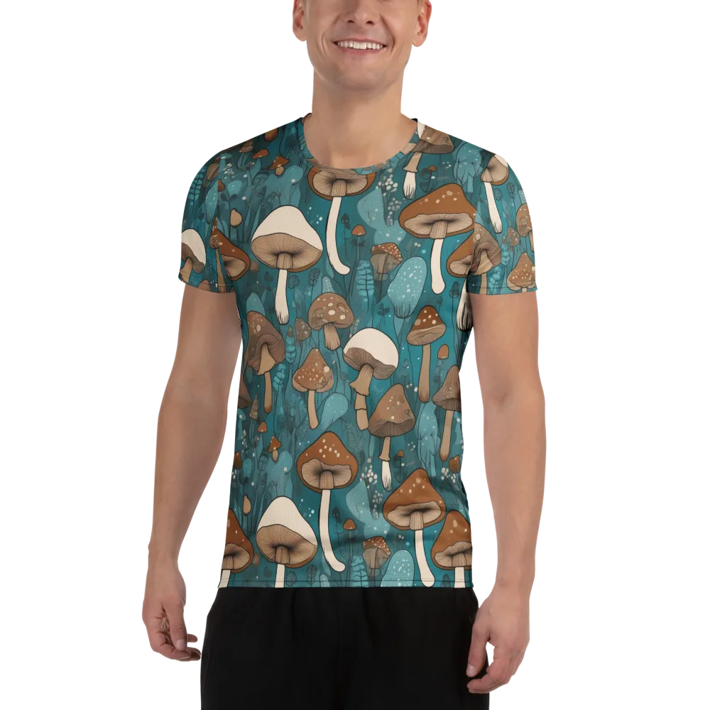 Teal Toadstool on Men's Athletic T-Shirt — Front