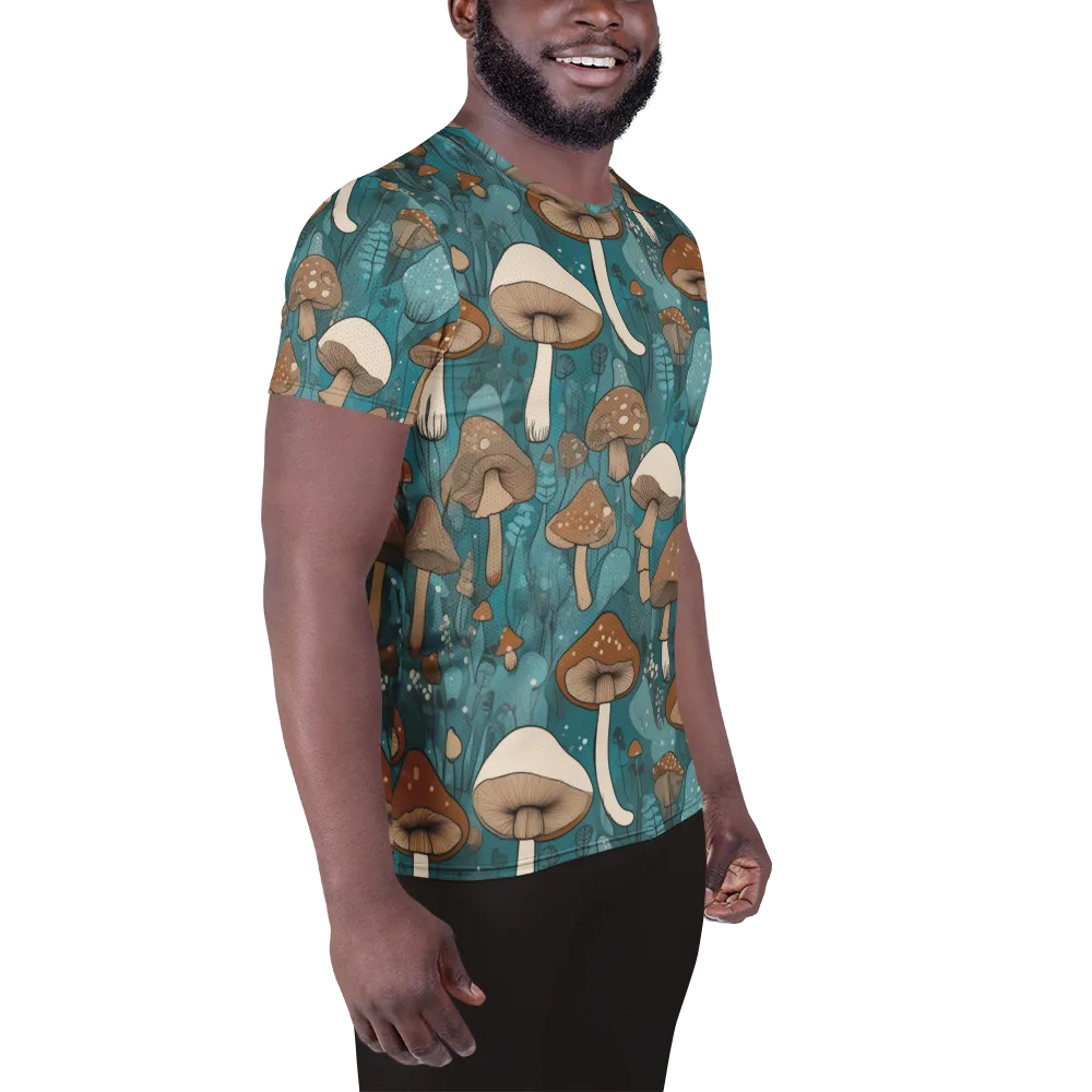 Teal Toadstool on Men's Athletic T-Shirt — Right