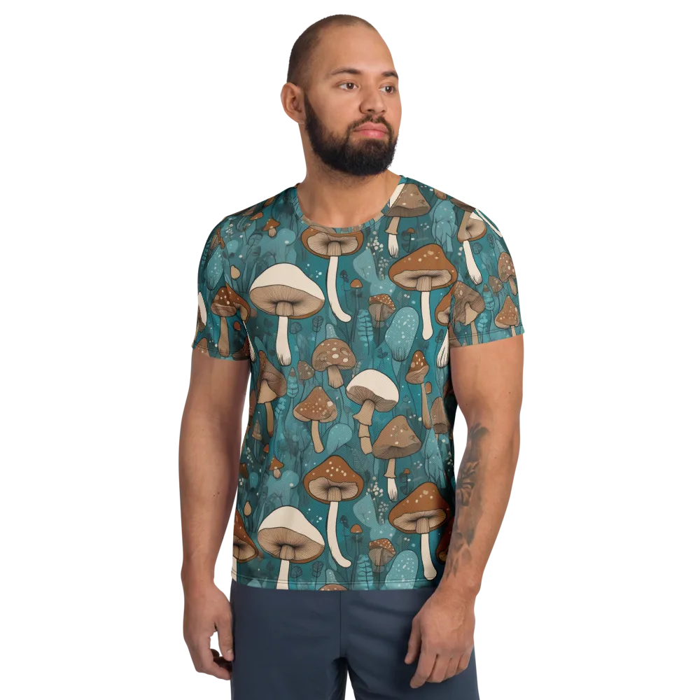 Teal Toadstool on Men's Athletic T-Shirt — Front