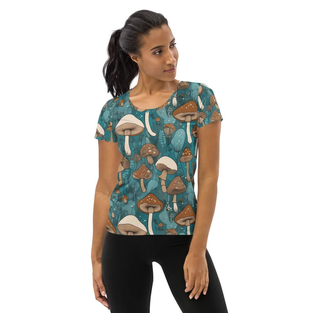 Teal Toadstool on Women's Athletic T-Shirt — Front