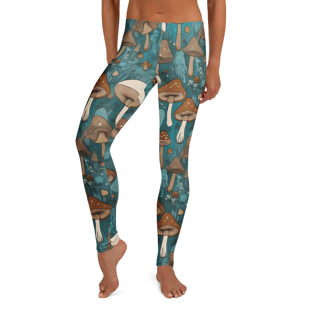 Teal Toadstool on Leggings — Front