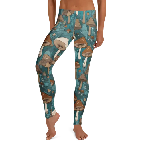 Teal Toadstool on a Leggings