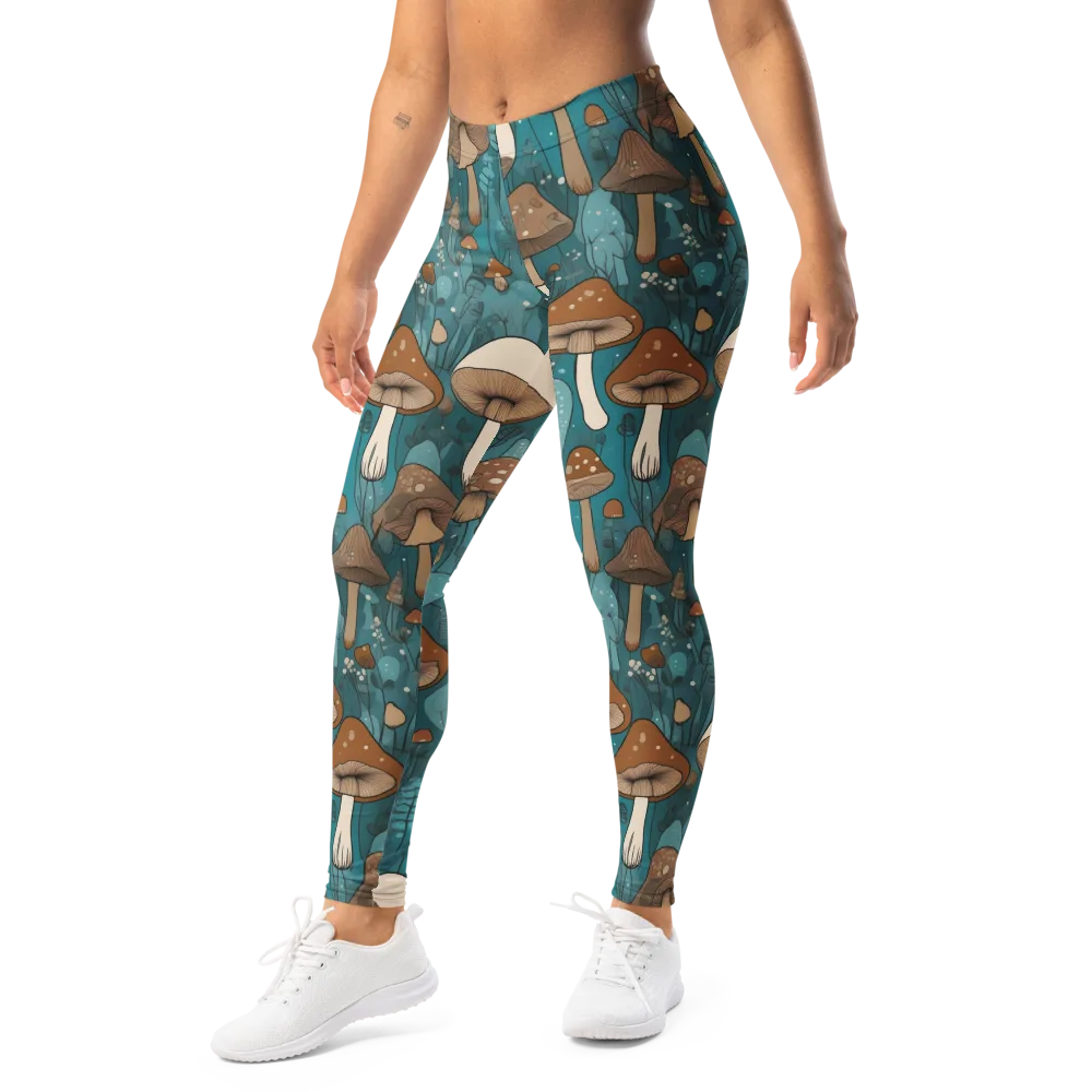 Teal Toadstool on Leggings — Left Front