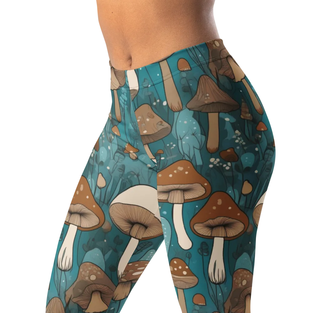 Teal Toadstool on Leggings — Left Front