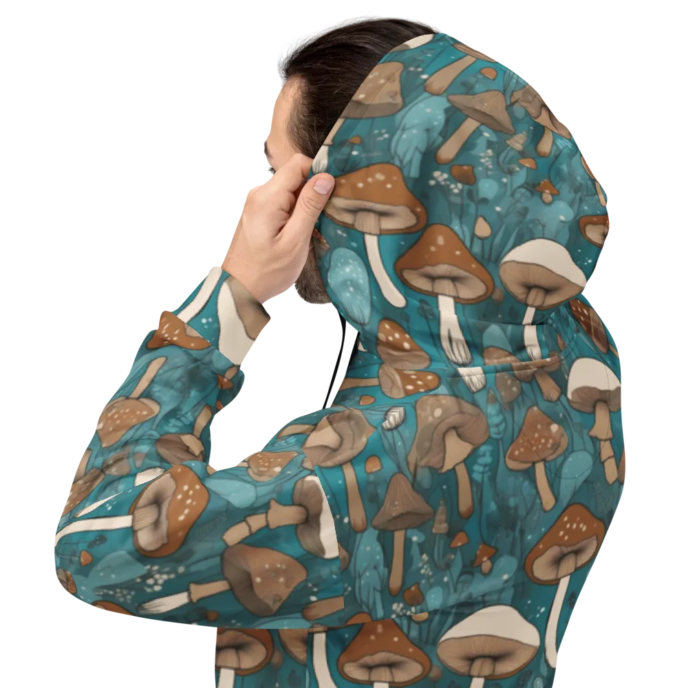 Teal Toadstool on Hoodie — Back
