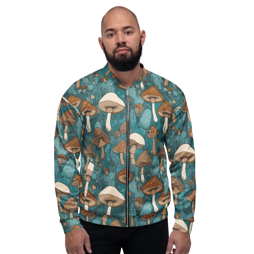 Teal Toadstool on Bomber Jacket — Front