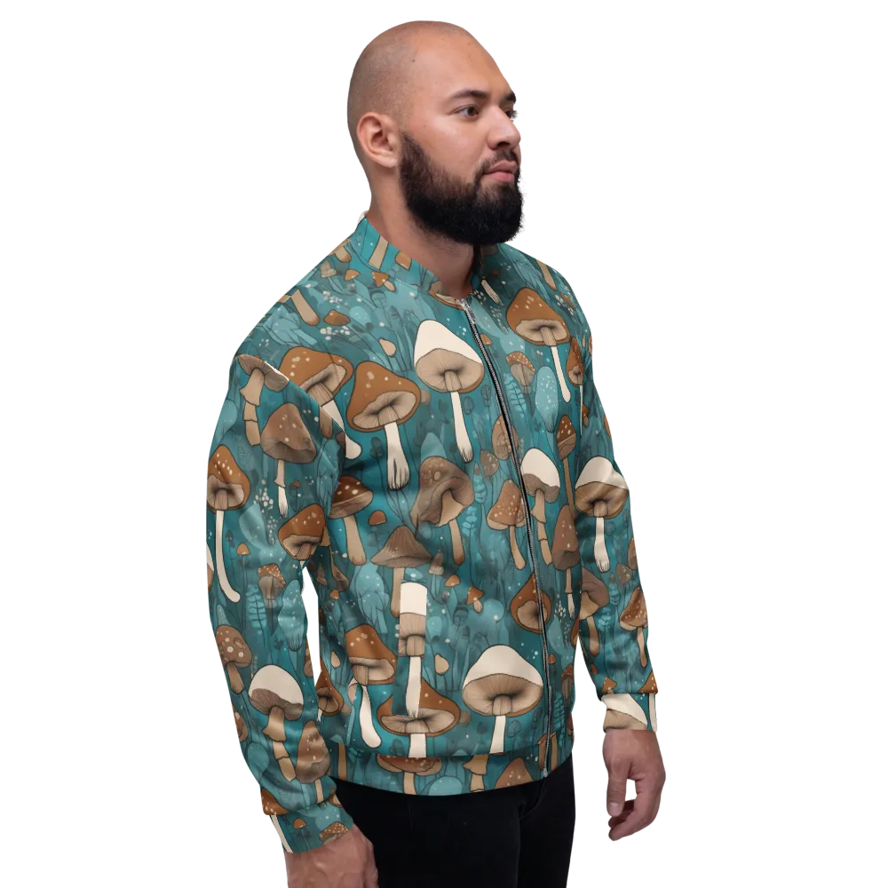 Teal Toadstool on Bomber Jacket — Right