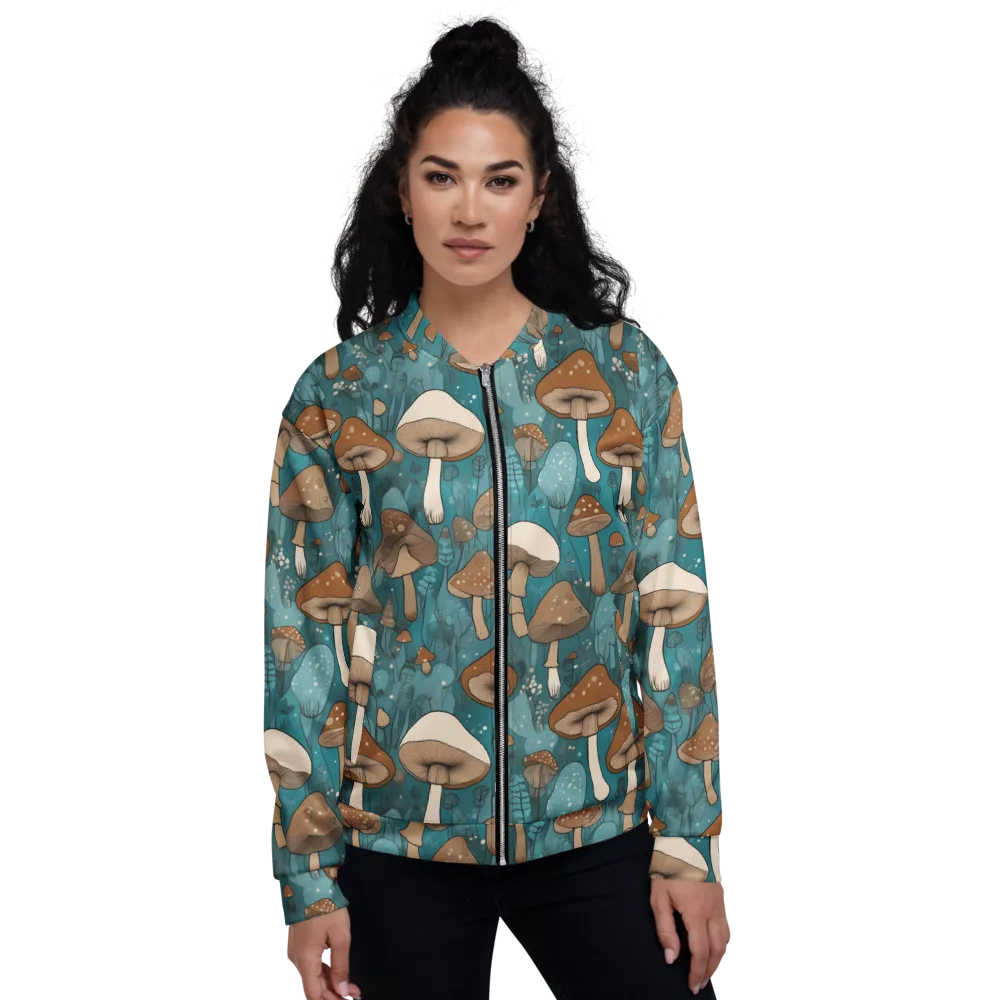 Teal Toadstool on Bomber Jacket — Front