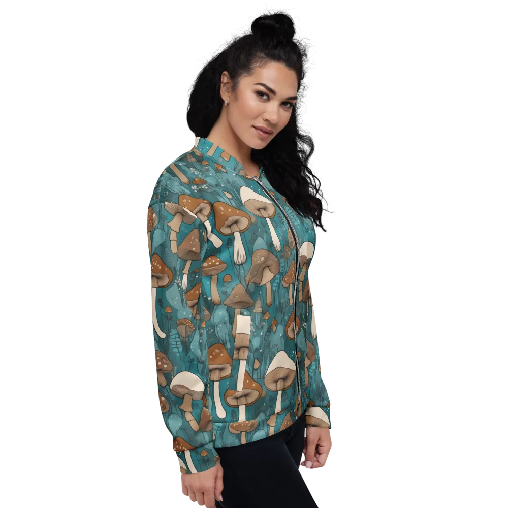 Teal Toadstool on Bomber Jacket — Right