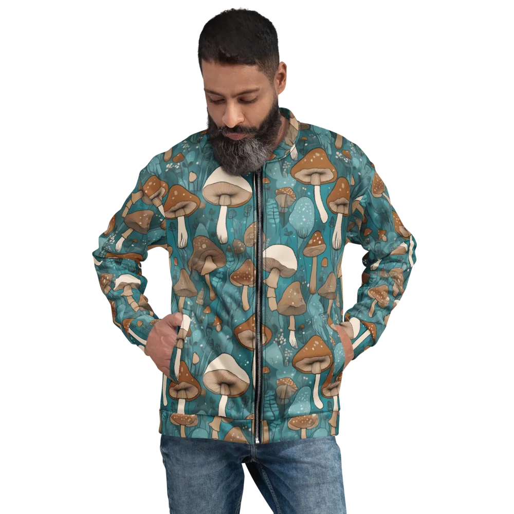 Teal Toadstool on Bomber Jacket — Front