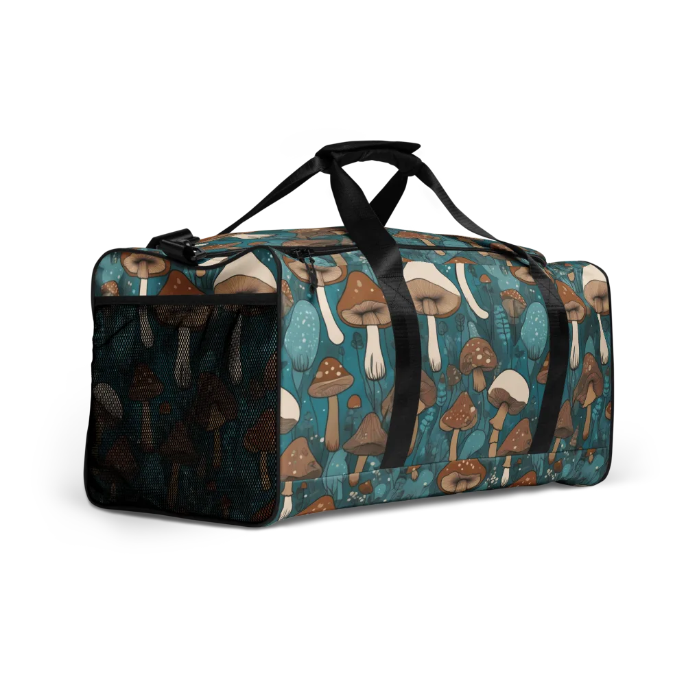 Teal Toadstool on Duffle Bag — Right Front
