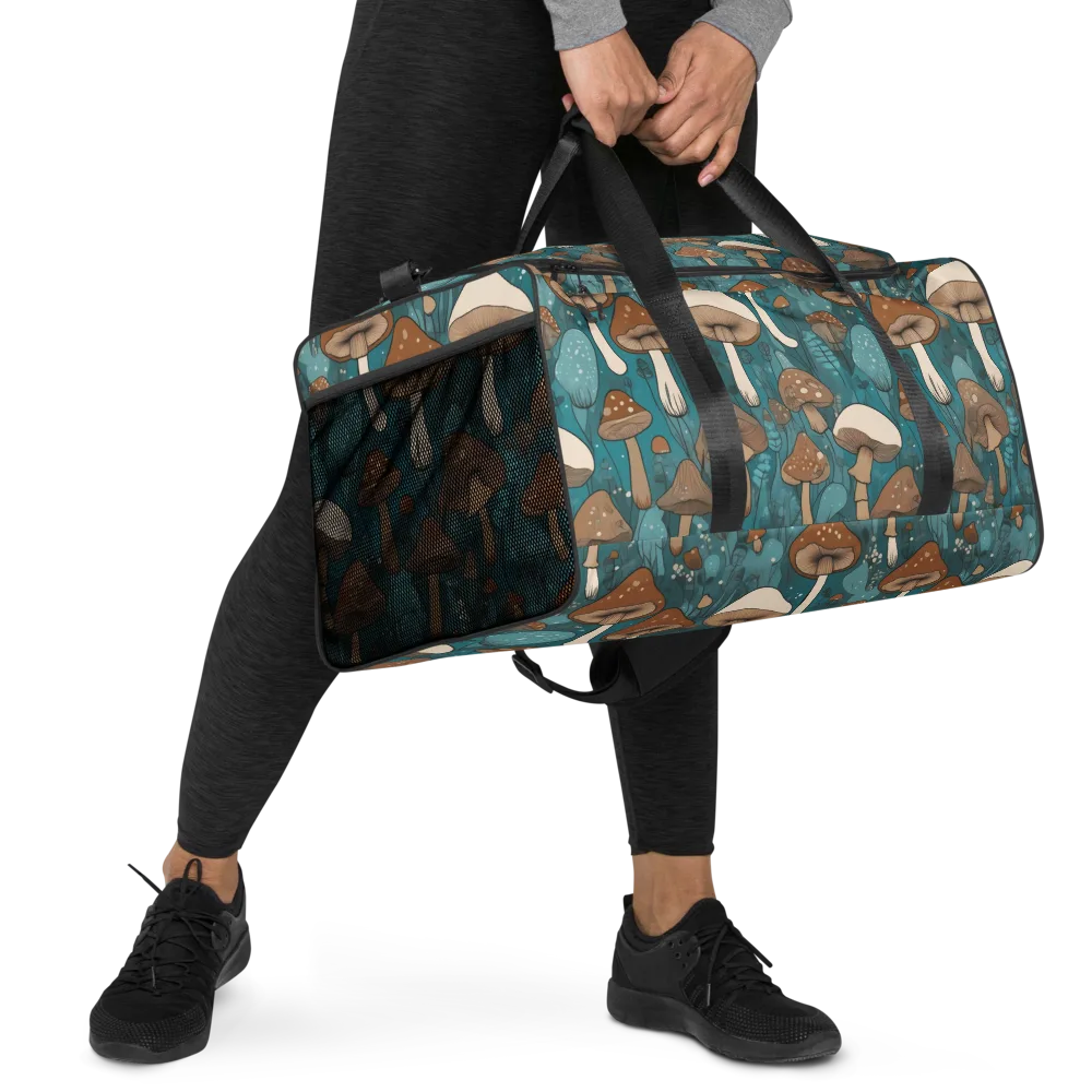 Teal Toadstool on Duffle Bag — Right Front