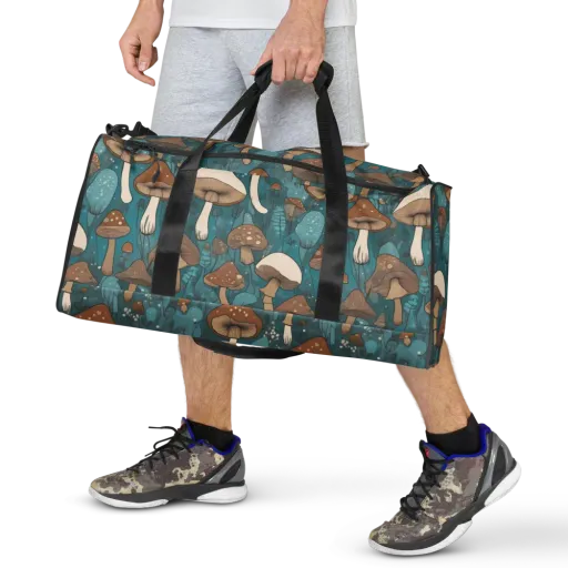 Teal Toadstool on a Duffle Bag