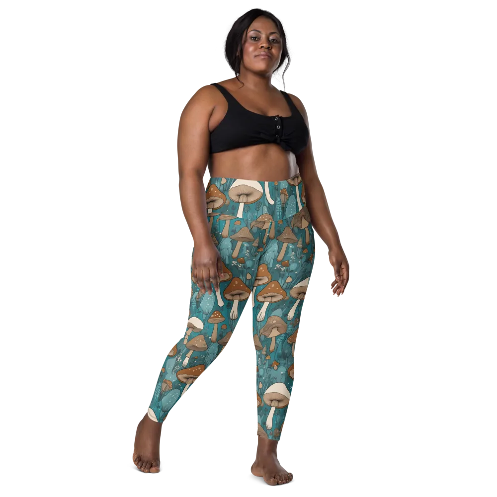 Teal Toadstool on Leggings with Pockets — Front