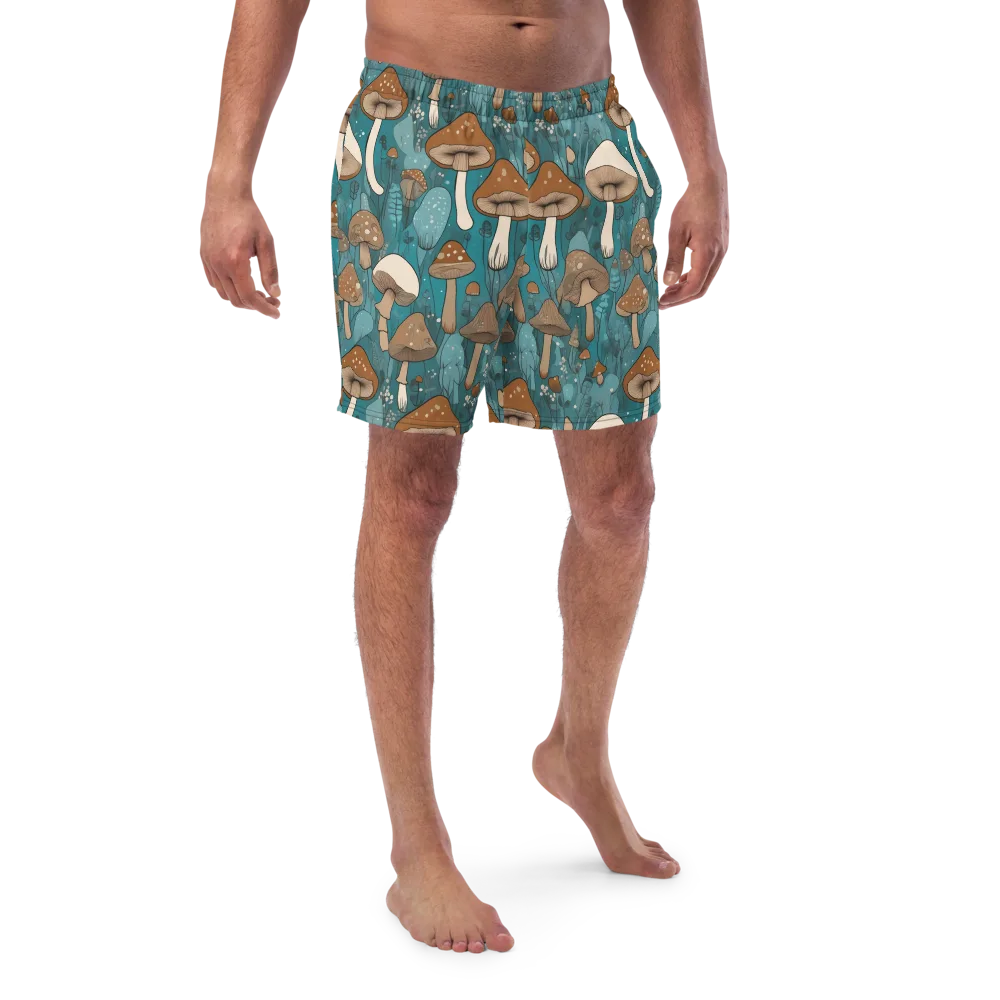 Teal Toadstool on Swim Trunks — Front