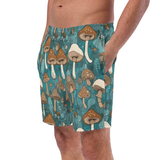 Teal Toadstool on a Swim Trunks
