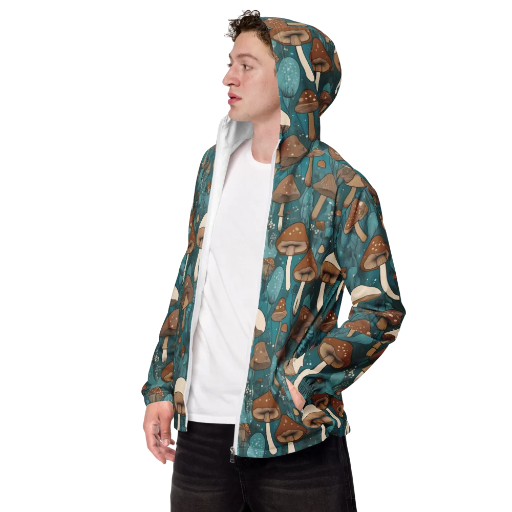 Teal Toadstool on Men's Windbreaker — Left Front