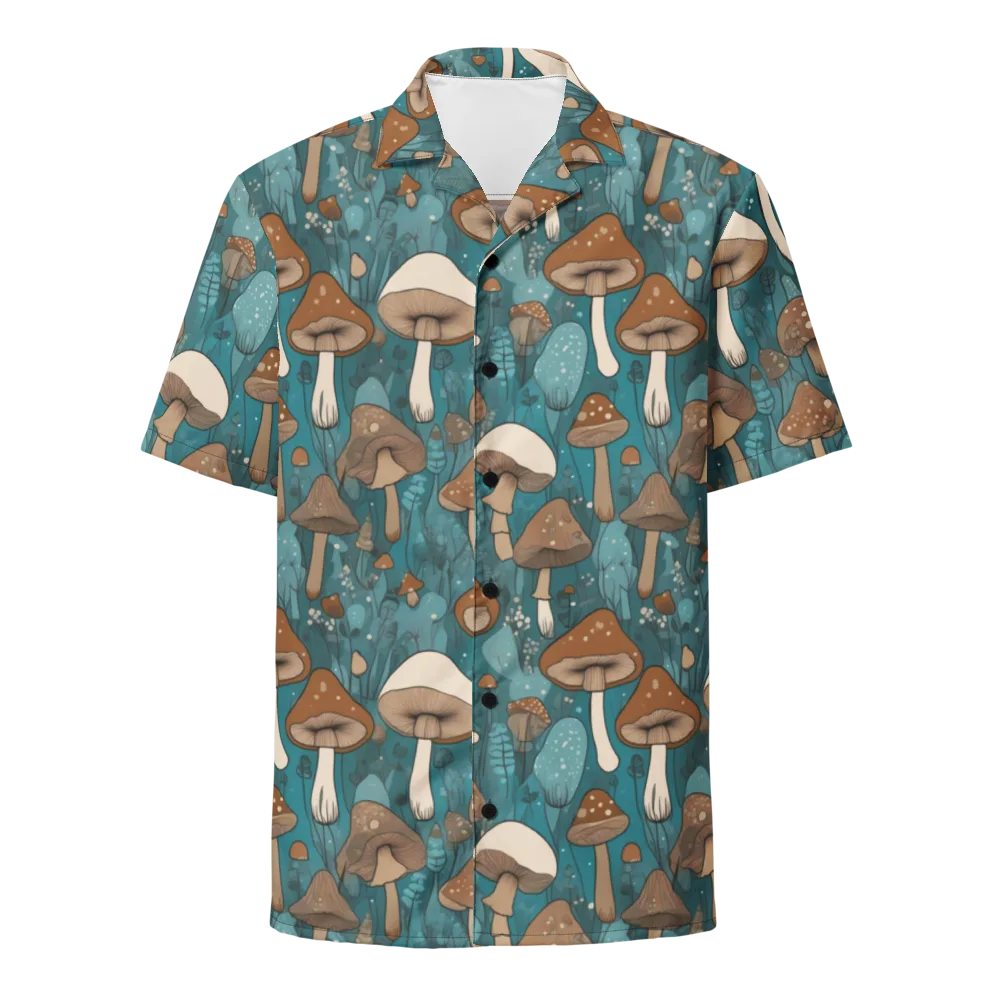 Teal Toadstool on Button Shirt — Front