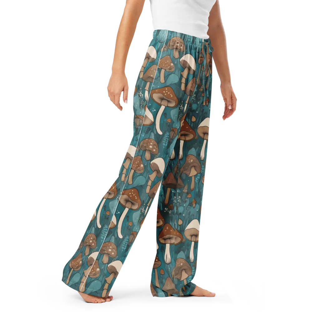 Teal Toadstool on Women's Pajama Pants — Right Front