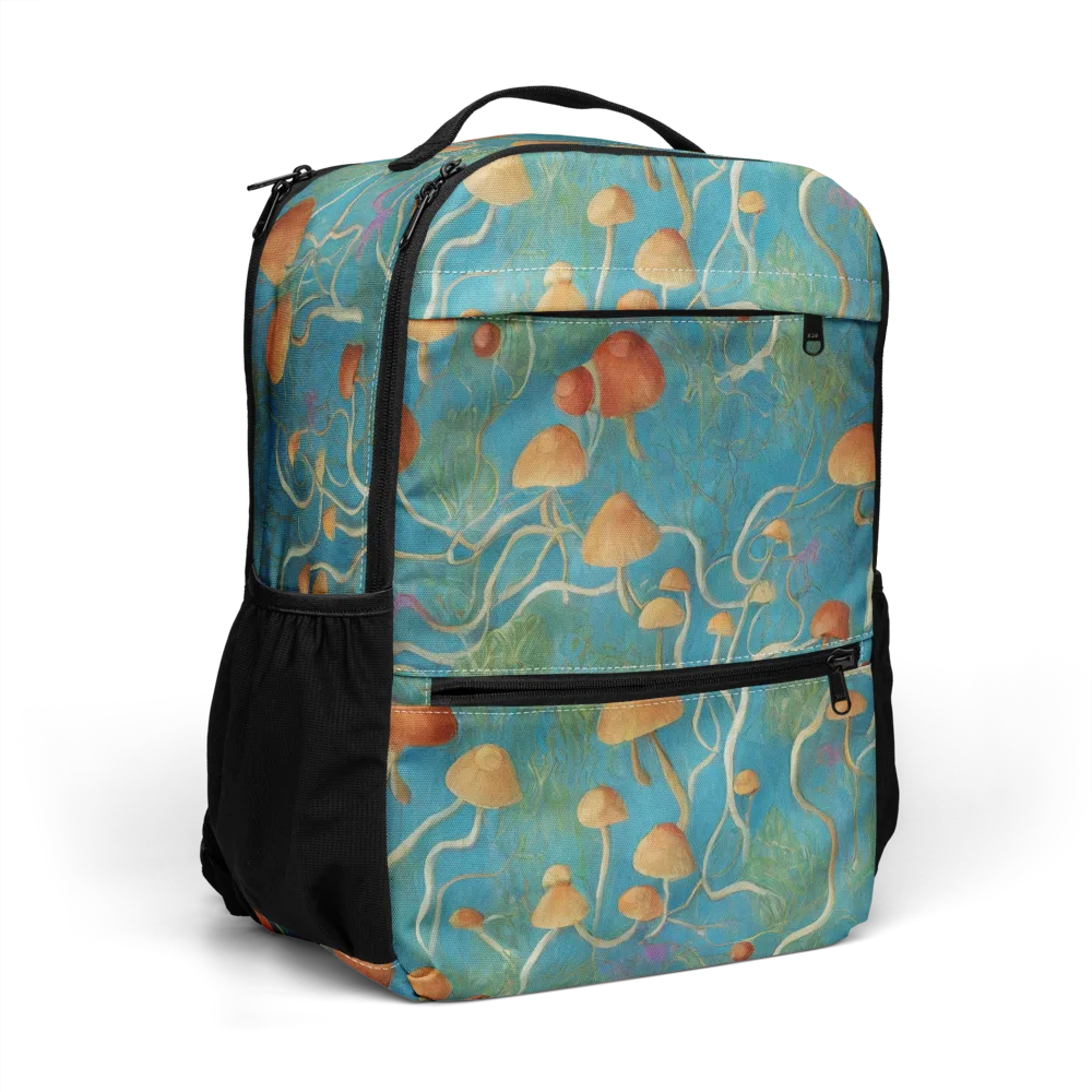 Azure Mushroom Meadow on Utility Backpack — Right Front