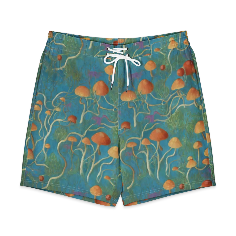 Azure Mushroom Meadow on Men's Board Shorts — Front