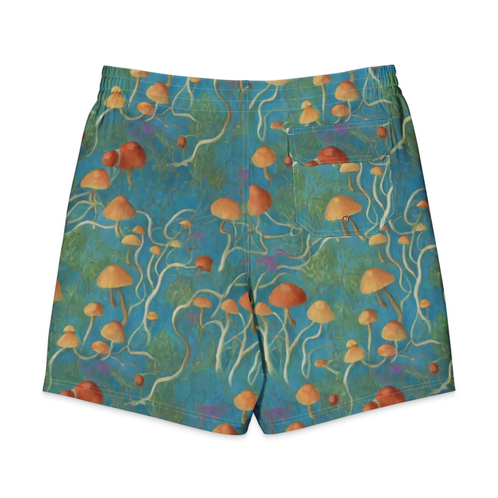 Azure Mushroom Meadow on Men's Board Shorts — Back
