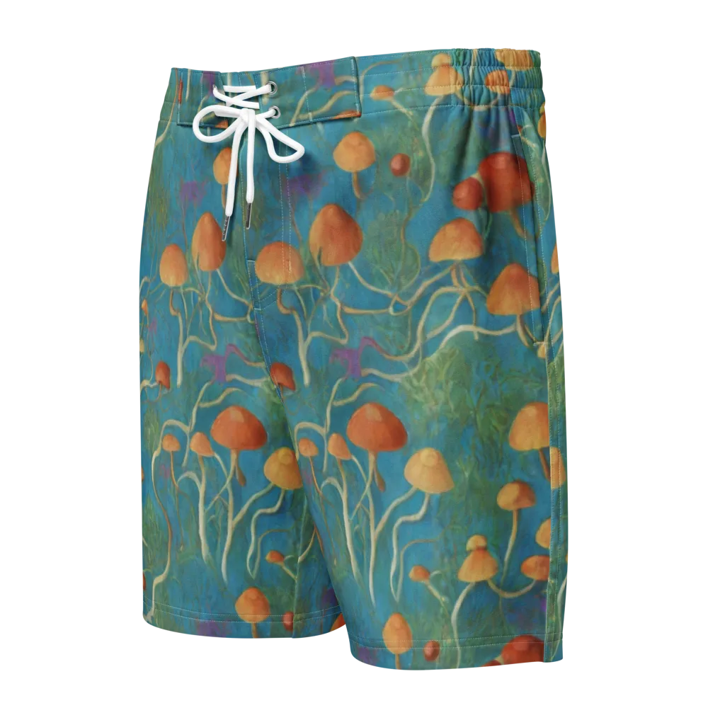 Azure Mushroom Meadow on Men's Board Shorts — Front