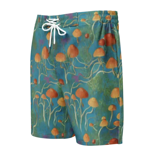 Azure Mushroom Meadow on a Men's Board Shorts